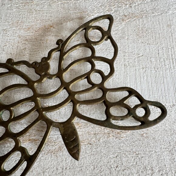 Vintage Brass Butterfly Hot Plate Trivet - Picture 3 of 10